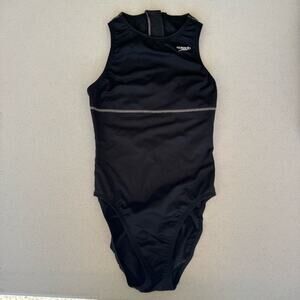 Speedo One-Piece Swimsuit Women’s Black Solid Water Polo Suit